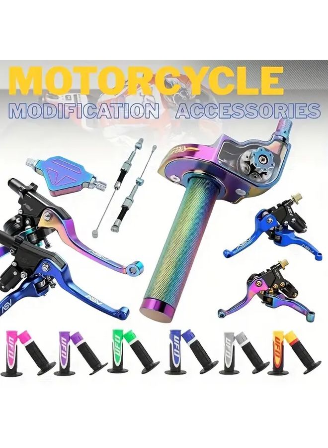 Universal Motorcycle Brake Lever Throttle Grip CNC Quick Twist Assembly Generation Handle Blue - Image 1